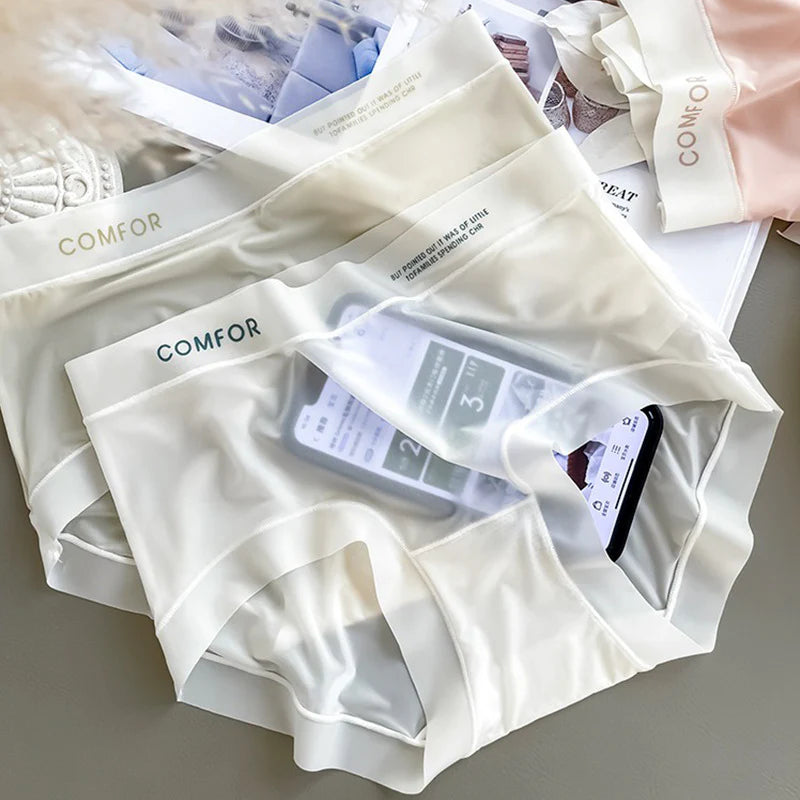 Letter Printed Ultra Comfort Thin Ice Silk Panties