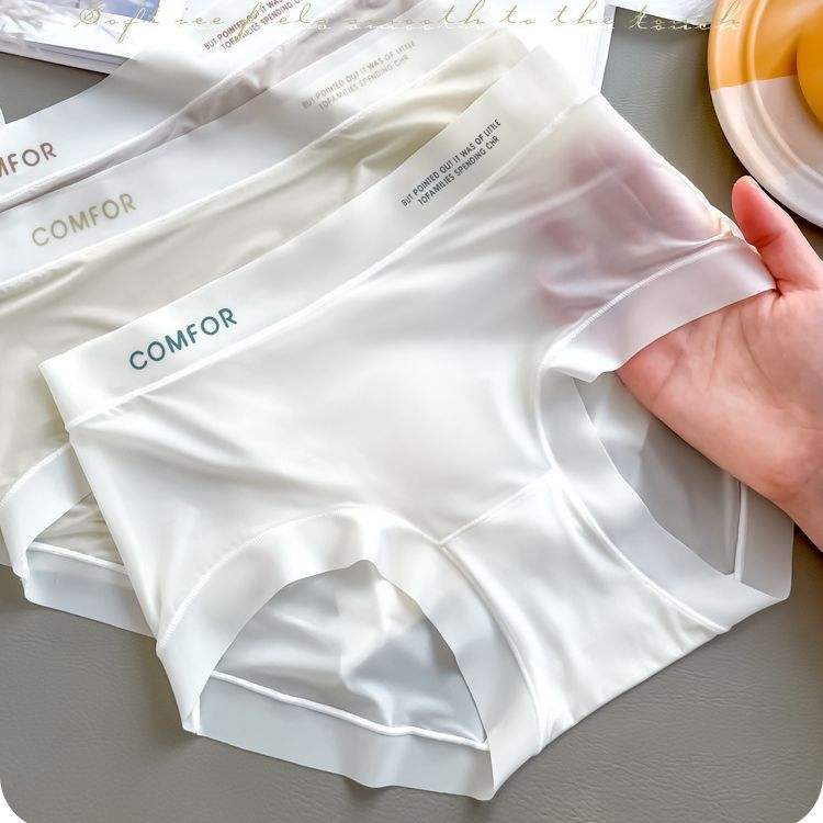 Letter Printed Summer Ultra Thin Ice Silk Panties