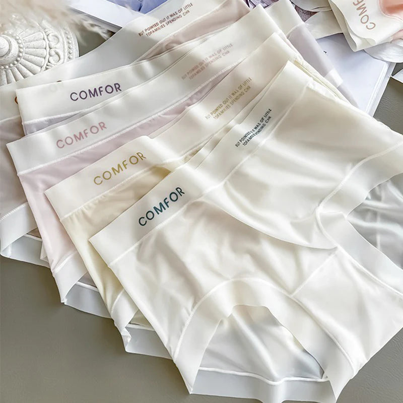 Letter Printed Ultra Comfort Thin Ice Silk Panties