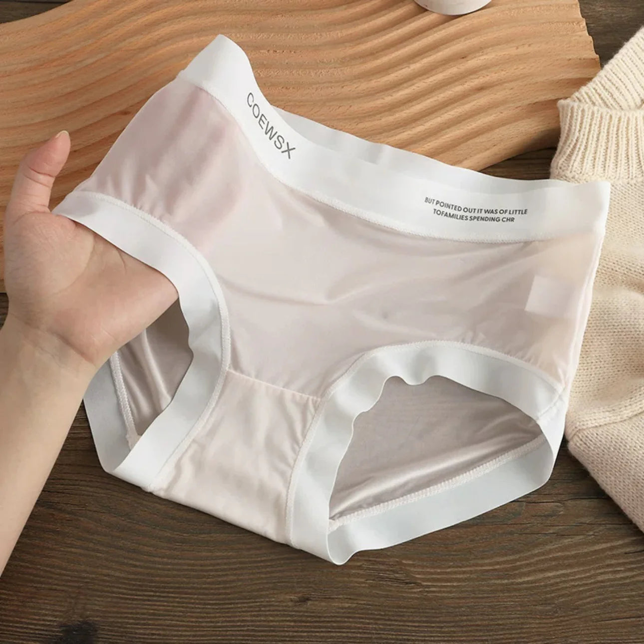 Letter Printed Ultra Comfort Thin Ice Silk Panties