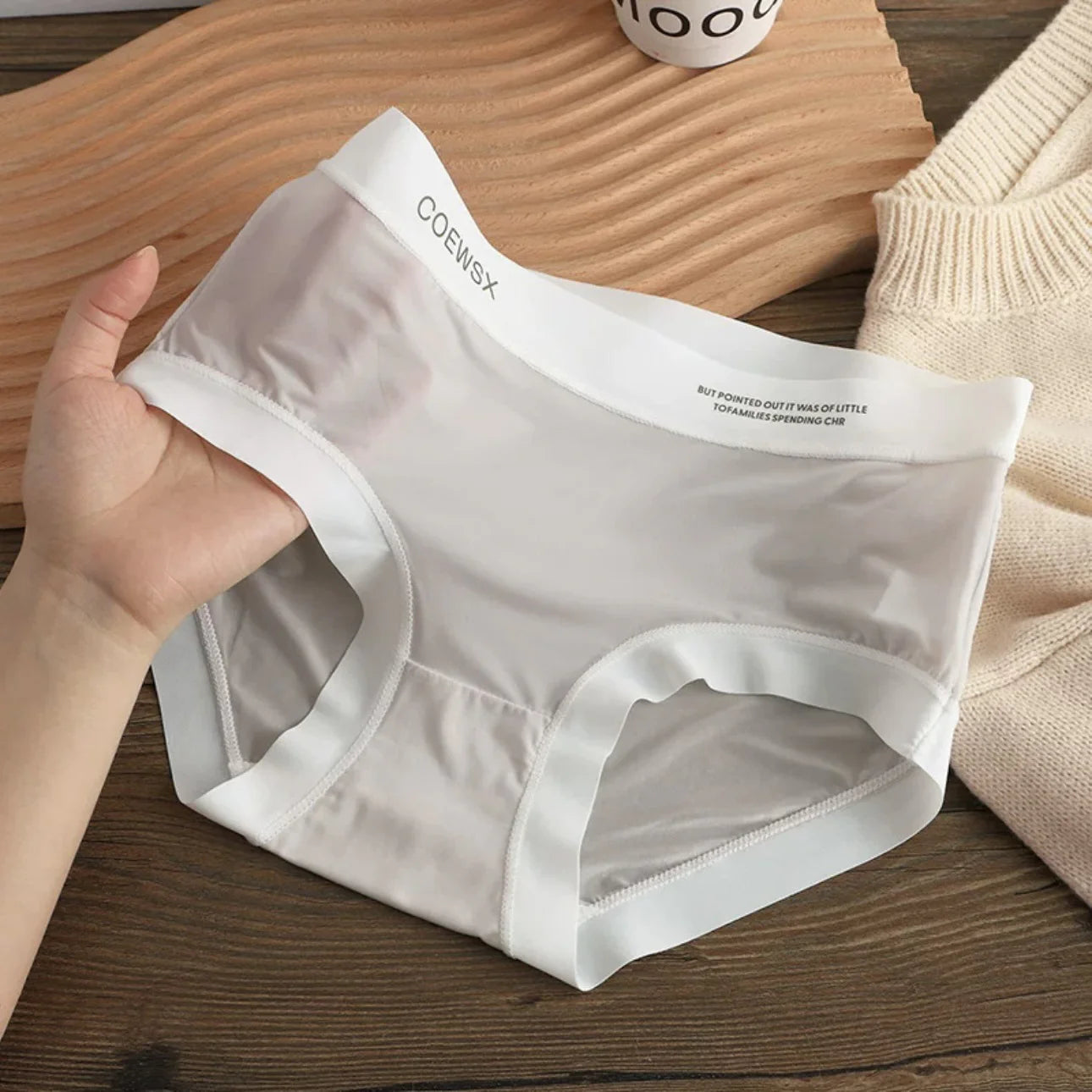 Letter Printed Ultra Comfort Thin Ice Silk Panties