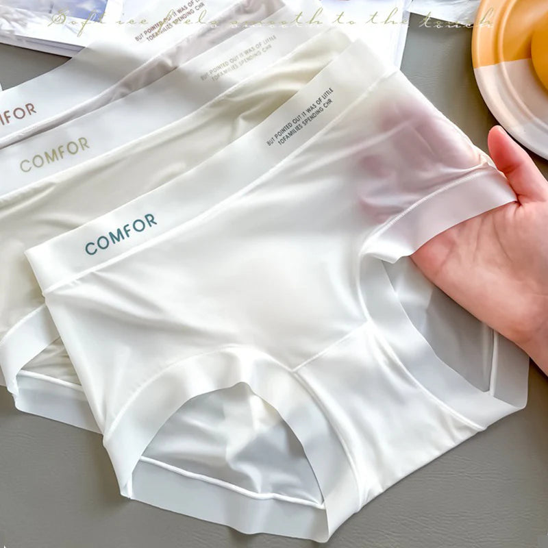 Letter Printed Ultra Comfort Thin Ice Silk Panties